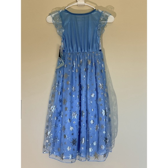 Disney Frozen Blue Mesh Metallic Snowflake Overlay Nightgown Youth Medium 8 NEW - Picture 6 of 13